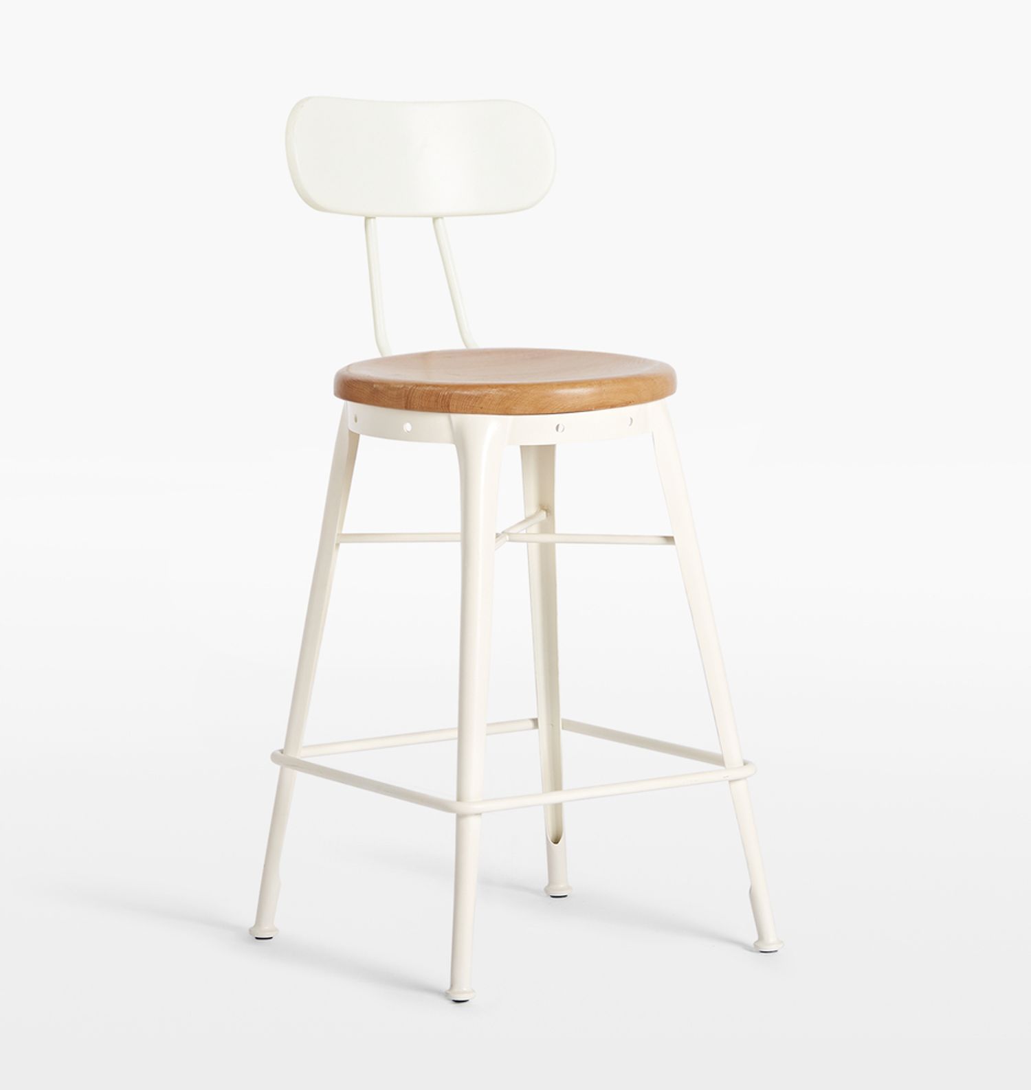 Shop Cobb Counter Stool with Back in Bright White and Oak from Rejuvenation on Openhaus