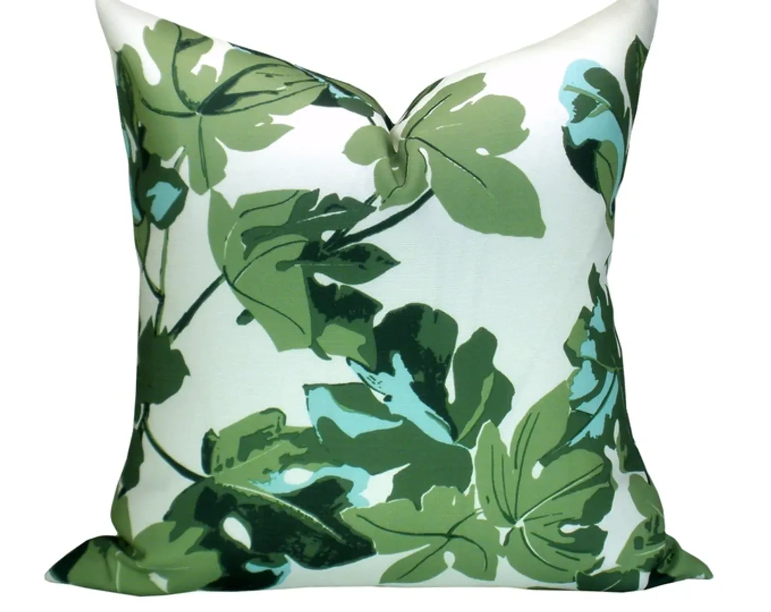 Shop Fig Leaf Spark Modern Pillow in Green/Blue/White  from Etsy on Openhaus
